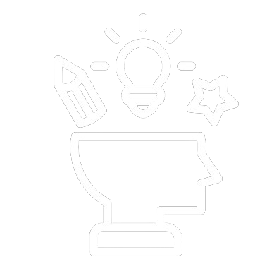 cabeca com ideias (lampada, lapis, estrela)